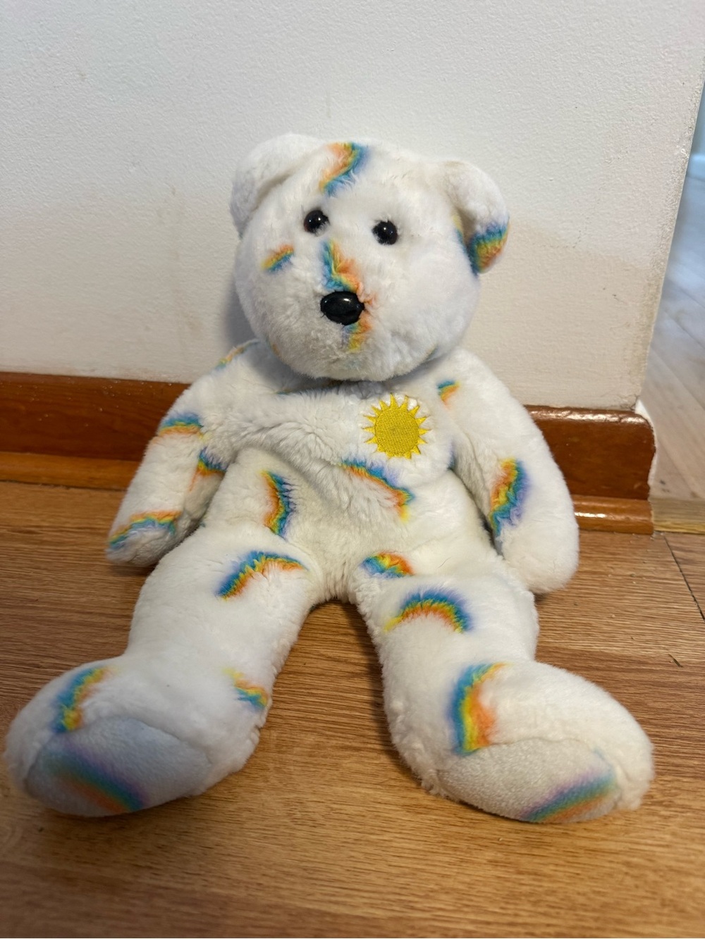 Ty Beanie Buddies Collection Bear Cheery Sunshine Rainbow 14" Plush Animal